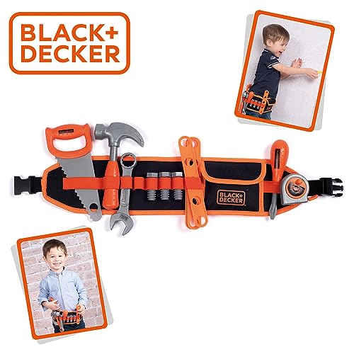 Smoby - Black+Decker - Werkzeuggürtel - Verstellbarer Gurt - Kinderspielzeug Basteln - 14 Zubehörteile