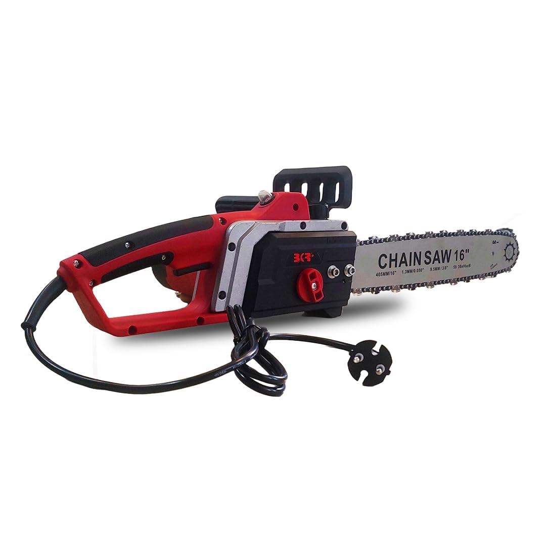 BKR® 2200W Electric Chain Saw with 16-Inch Precision Blade, 405mm Cutting Capacity, High-Performance Copper Motor Armature, 1400 RPM speed, Low Vibration with 6-Month Manufacturer Warranty