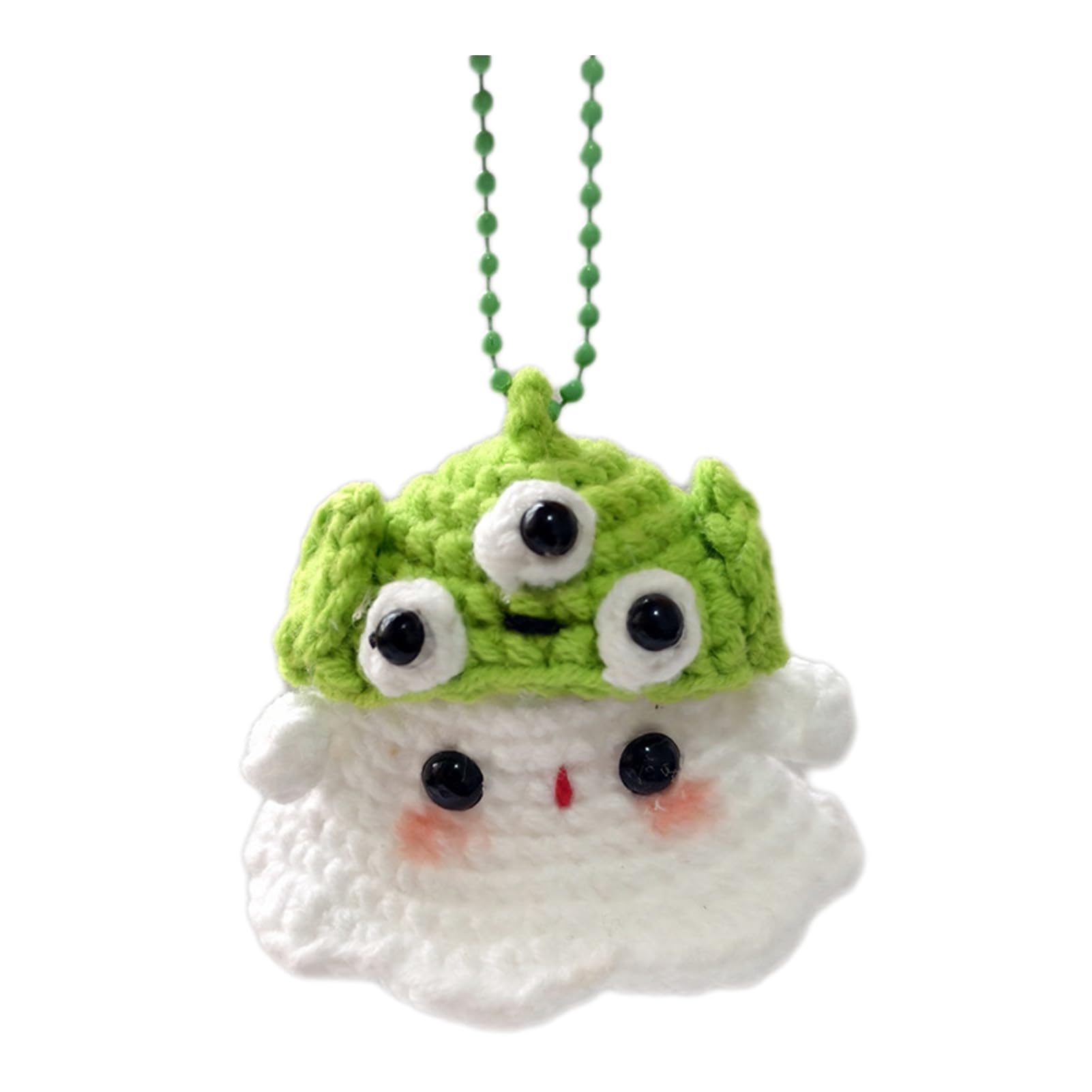 Somerway J Halloween Crochet Ghost Ornament Cute Handmade Knitted Frog/Cat/Spider/Strawberry Ghost Hanging Decoration For Car Rearview Mirror Bag Charm (J)