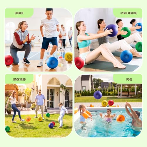 INPODAK 12Pack Regenbogen Dodgeball Set,21.5cm Spielplatz Bälle,8.5zoll Kickbälle,Weicher Kinder Ball mit Luftpumpe,Sportspielball für Garten Rasen Familienfeiern Strand