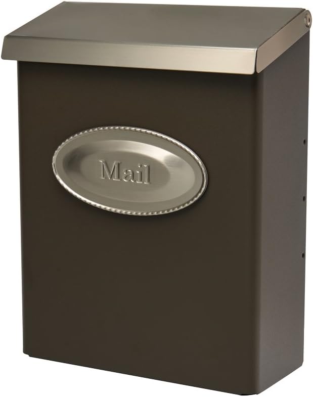 Gibraltar Mailboxes DVKPBZ00 Designer locking mailbox, Bronze w/Satin Nickel, 9.7 x 4.4 x 12.6 inches
