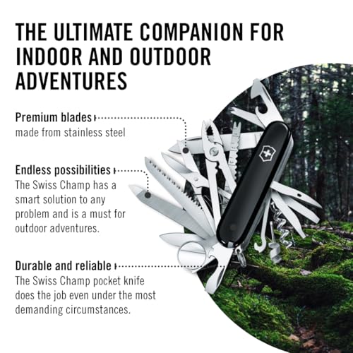 Image of Victorinox Swiss Army Swiss Champ Pocket Knife (Black), 91mm