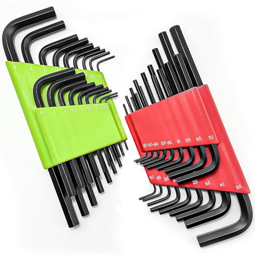 Yonality 36 pièces 1.27-8MM clé allen, Jeu de Clés à Six Pans Creux en Pouces et Métrique, clé Tournevis Trousse à Outils, pour Réparation de Vélos,...