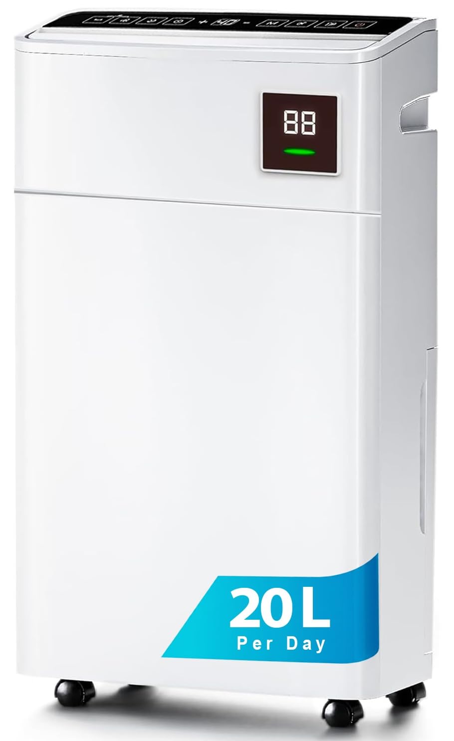 Nyxi 20L Per Day Dehumidifier, Powerful Moisture Removal for Large Room & Basement with Digital Humidity Sensor, Ultra Quite, XL, Dry Laundry, Continuous Drainage, Removes Condensation, Humidity, Damp