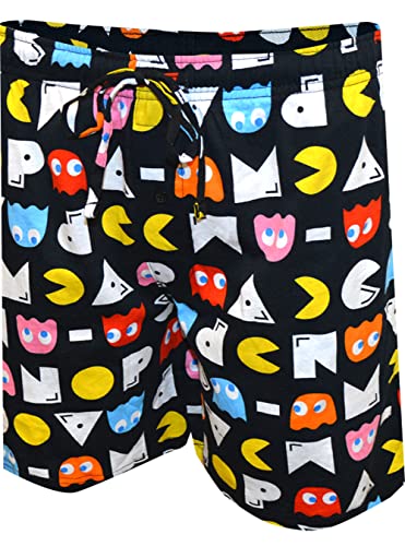 MJC Mens Pacman and Ghosts Black Sleep Jams Lounge Shorts - Main Image