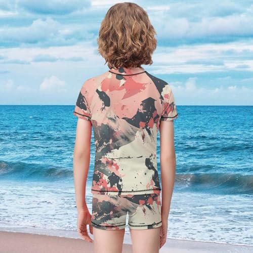 Pink Camouflage MilitaryChildren's Casual Swimsuit Set - Simple and Versatile10-12Y（150cm）2