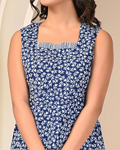 Image of Women Pure Cotton Printed Top & Shorts Set, Nightwear, Nightsuit Set, Sleepwear, Loungewear (Combo of Top and Shorts)