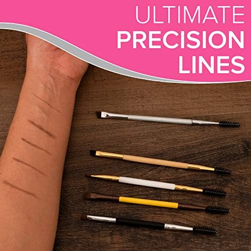 ULTIMATE PRECISION Angled Eyebrow Brush And Eyelash Brush - by NYK1 Eye Brow Brush And Eyeliner Brush Combo (Precision Applicator) Eyebrow Shaper Plus Eyebrow Spoolie Brush For Eyebrows Eyelash Tint