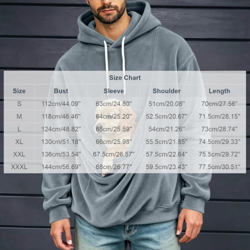 TERGHTP Mens Pet Pouch Hoodie Cat Dog Carrier Fleece Casual Sweatshirt - image 3