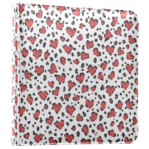 Álbum de fotos adhesivo DIY con diseño de corazón y estampado de leopardo, encuadernación de 3 anillos, 40 páginas, tamaño 8x10 para recuerdos miniatura 1