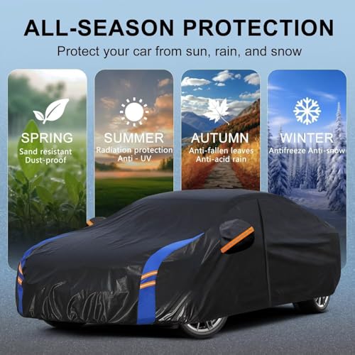 Image of Custom Fit Car Cover for MINI Cooper /Cooper S /Hardtop 4-Door F55 (2014-2026), Upgraded Waterproof All Weather Outdoor Auto Cover with Driver Door Zipper & Mirror Pockets, UV /Dust Protection