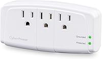 Vista 2 de Protector de sobretensión para 1 enchufe, de la marca CyberPower, 100 W, 900 J 3 tomas de corriente