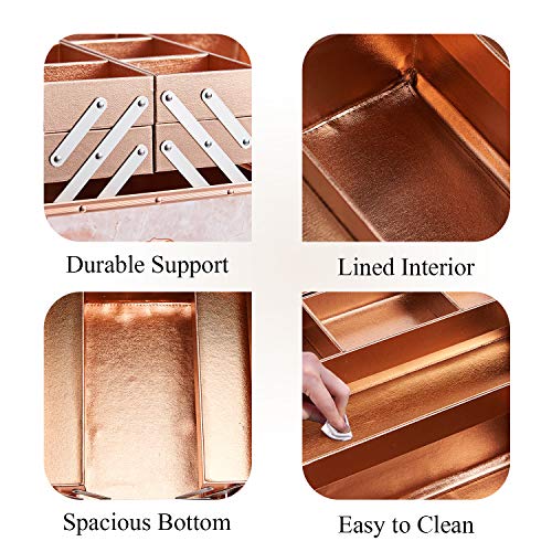 Joligrace Make-up-Organizer-Box Vanity Case Extra Groß Beauty Case 4 Tabletts Make-up Aufbewahrungsbox mit Schultergurt… – Bild 6