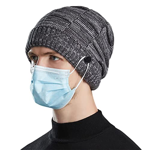 [TAKIYA] ニット帽子 メンズ レディース 防寒帽子【耳に優しいボタン付き・裏起毛・二層構造・防寒防風】 ニットキャップ 柔らかい 厚手 伸縮性 スキー/自転車/通勤/通学/スポーツ/登山/スポーツなど 秋冬 男女兼用 (チャコール)