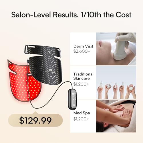 INIA Red Light Therapy Mask for Neck & Décolleté – 850nm NIR + 3 Light Modes for Anti-Aging, Firming & Radiant Glow – Red Light Skincare Device with 2600mAh Rechargeable Controller, 228 LED Chips - Image 7