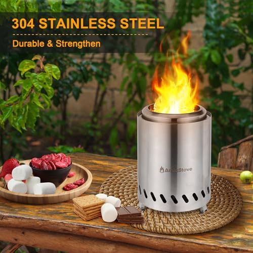 AmazStove tabletop fire pit low smoke packed in travel bag
