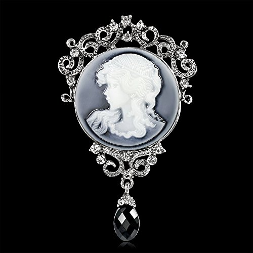 Image of lureme Vintage Elegant Victorian Lady Beauty Cameo with Crystal Brooch Pin (br000017)