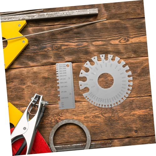 Juego de 2 calibradores de alambre de acero inoxidable de doble cara para medición precisa de grosor, herramienta profesional para soldadura y trabajos eléctricos miniatura 5