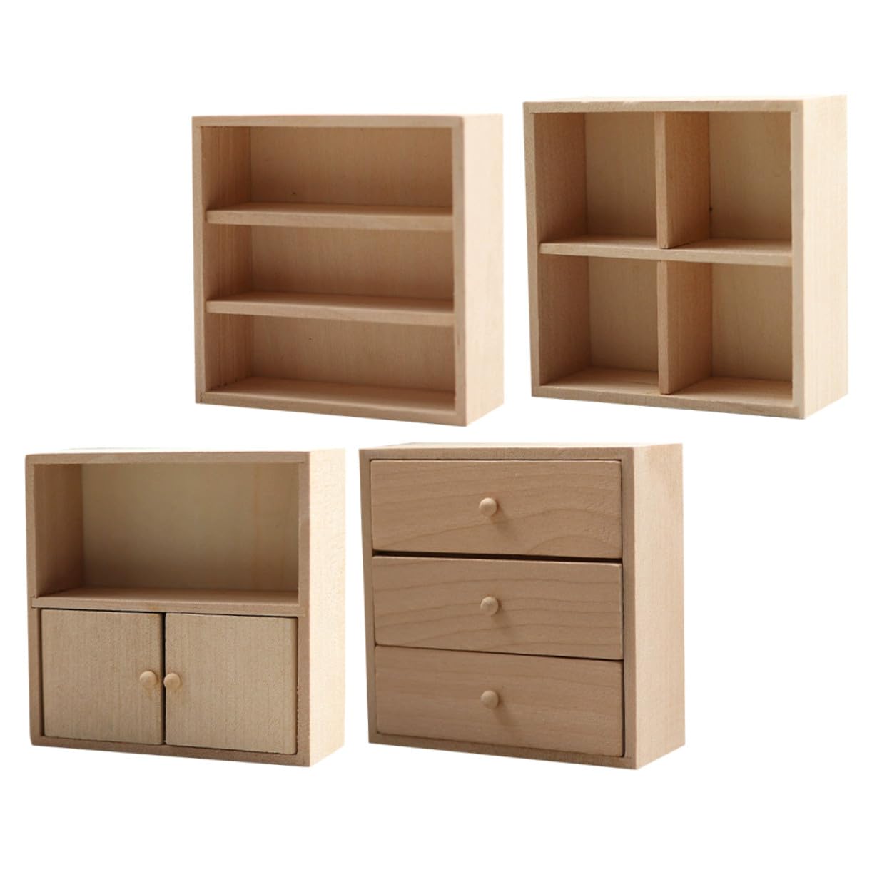 Muebles Miniatura para Casa de Muñecas 4 Piezas de Madera Beige