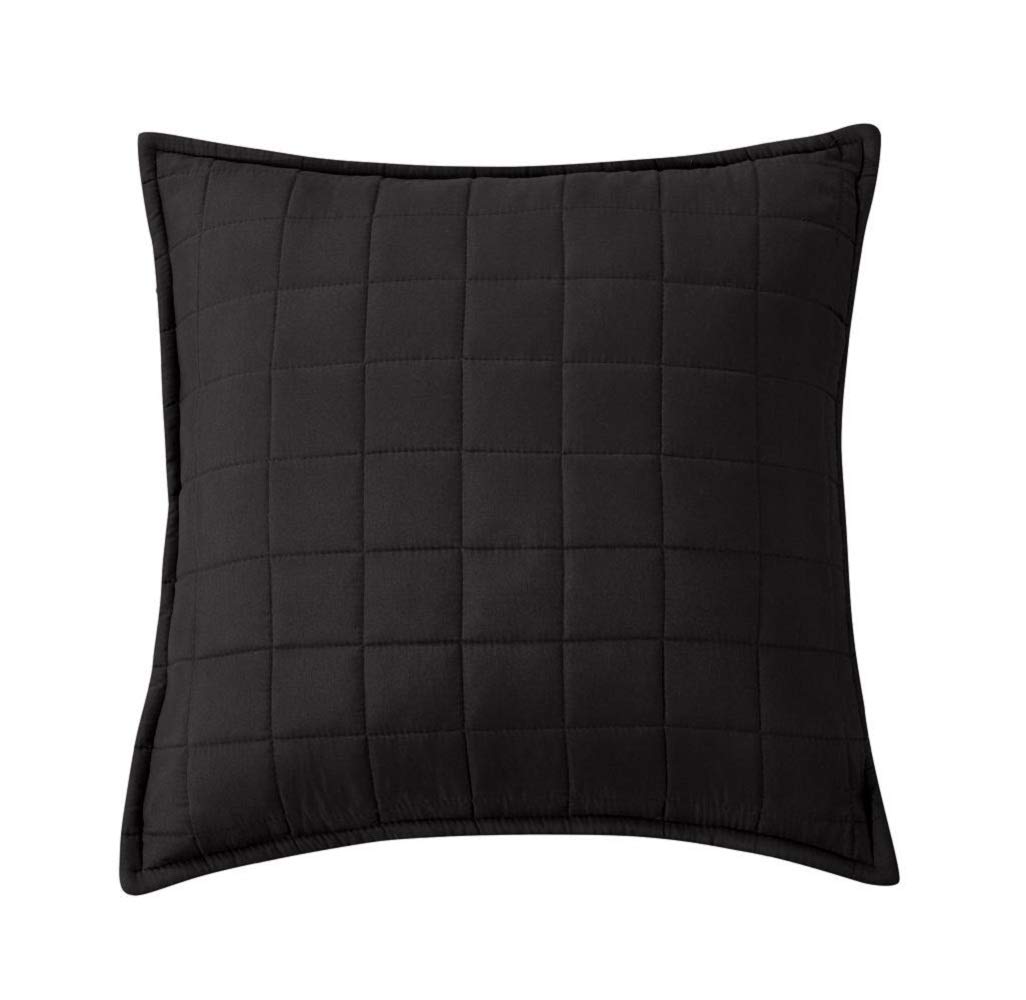 Householdfurnishing Box Stitching Bedspread Bed Throw Comforter Soft and Smooth With Pillow Shams (Black, 2 X Cushion Cover 43 x 43 cm)