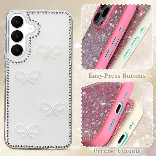 Image of DIZORO for Samsung Galaxy A17 5G case,Cute Bow Tie Aesthetic Phone Case,Trendy Slim Hard IMD Shockproof Protective Bumper Designer Phone Back Cover for Women Girls - White