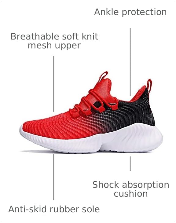 Image of JMFCHI Boys Girls Kids Sneakers Knitted Mesh Running Tennis Athletic Shoes