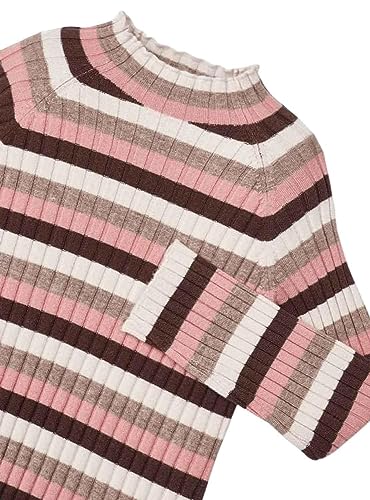 Mayoral Rib Mockneck Sweater for Girls Nude-Choco3