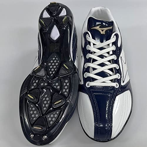 ミズノ 野球スパイク 26.0cm 3E ワイド 金属歯 ホワイト×ネイビー