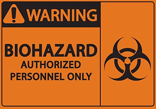 Zing Green Products 1921S Recycled Polystyrene "Warning Biohazard Authorized Personnel Only" Safety Sign, Self-Adhesive, 10" Length, 7" Width, Black on Orange