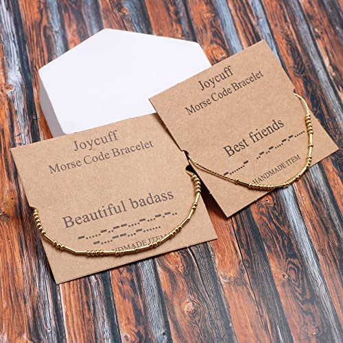 JoycuFF You are A Badass Funny Gifts For Women Adjustable Morse Code Bracelets Gifts For Women Girls Friends Soul Sister Aunt Best Friend Birthday Day Christmas Friendship Gold Bracelet - Image 6