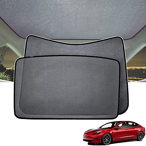 BGRNNY Parasol para Ventana De Coche, Parasol para Techo Solar Delantero + Parasol para Techo Solar Trasero, para Te-SLA Model 3 2021 2022 Protector De Parasoles De Tragaluz Plegable Actualizado,A Cover