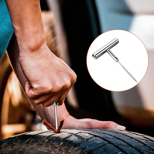 Image of Spiral Probe Wrench, Tire Repair Puncture Tool Kit Heavy Duty Stanless Steel T-Handle Tire Repair Tool for Automobiles Motorcycles