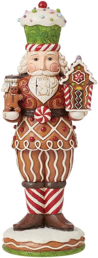 Enesco Jim Shore Heartwood Creek Gingerbread Christmas Nutcracker Figurine- Stone Resin Hand Painted Crafted Collectible Nutcrackers Figurines Christmas Home Decor Statue, 9.25 Inch