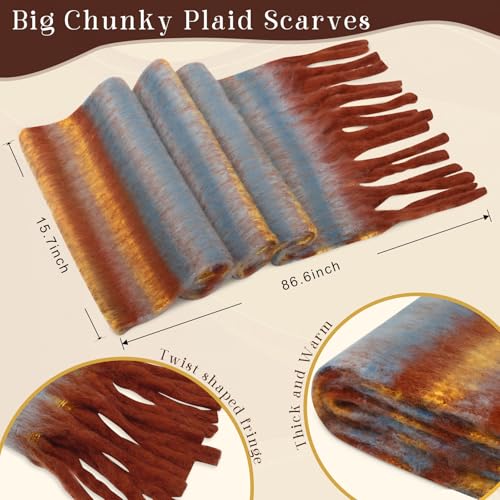 Winter Scarf for Women Large Chunky Plaid Scarves Oversized Thick Soft Blanket Scarfs Warm Tassel Shawl2