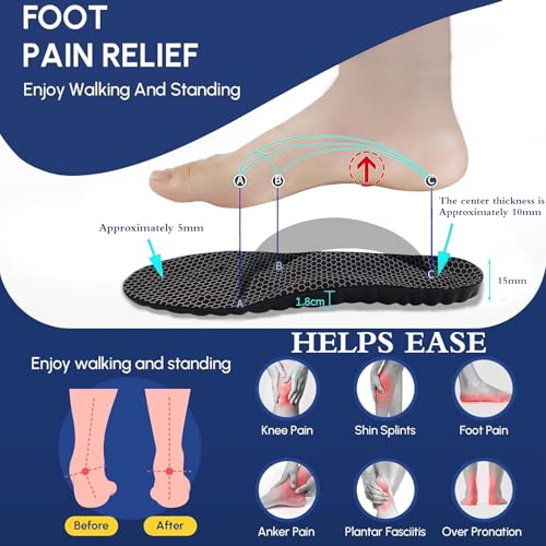 Image of 4D Cloud Steppers Insoles for Men and Women, Work Boot Cushioning Inserts | Memory Foam Super Soft Anti-Fatigue, Shock Absorption, Massage Relief Foot Pain, Arch Support (Black M12-12.5 /W13-13.5)