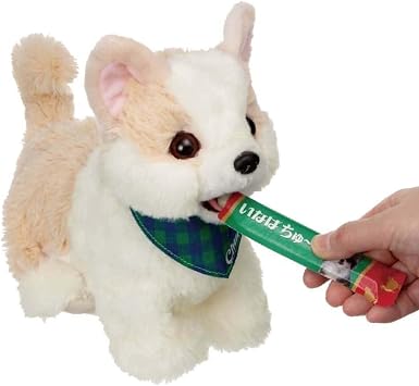IWAYA Electric Animal Cat Plush Toy for Care Play and Feeding Fun with Churu Treat! Chiwamaru-chan ST Mark Certified for Ages 3 and Up Battery-Operated Plush Toy with Realistic Churu and CM Song