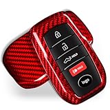 T-carbon Key Fob Case Compatible with Toyota Tundra 2022 2023 2024, Glass Fiber Key Fob Cover Compatible with Toyota Sienna 2021-2024 Corolla Tacoma 2024 2025, Fit for Sequoia 2023 2024, Red