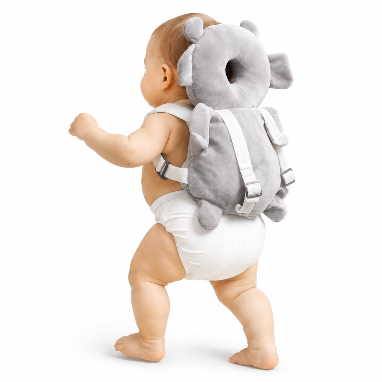 Baby Designer Head Protector Pillow Backpack | Soft Cushion Safety Pad for Toddlers | Anti-Fall Head Guard with Adjustable Straps | Cartoon Design Baby Safety Cushion (0–3 Years) (Grey)-image-14