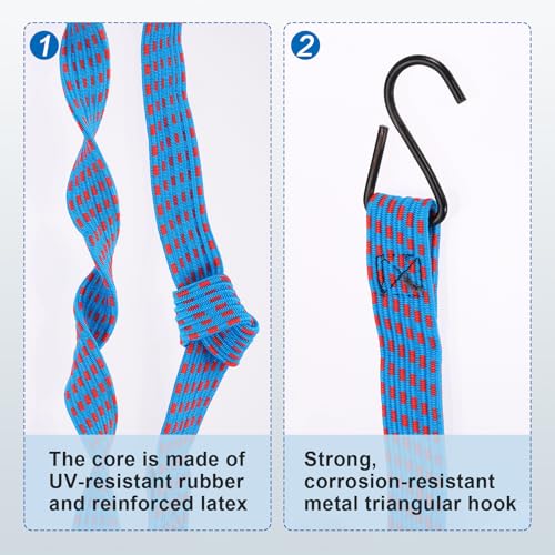 Cuerdas elasticas de 100cm con ganchos de 2.5cm para maletero 6