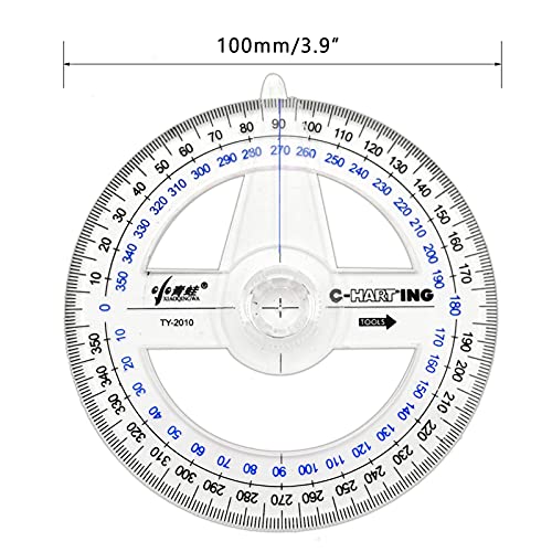 360 Degree Protractor with Swing Arm, 5 Stück, Winkelmesser, Kunststoff-Winkelmesser, mathematische Winkelmesser, transparentes Winkelmesser-Lineal, Zeichenwerkzeuge, Kreis-Winkelmesser für Geometrie