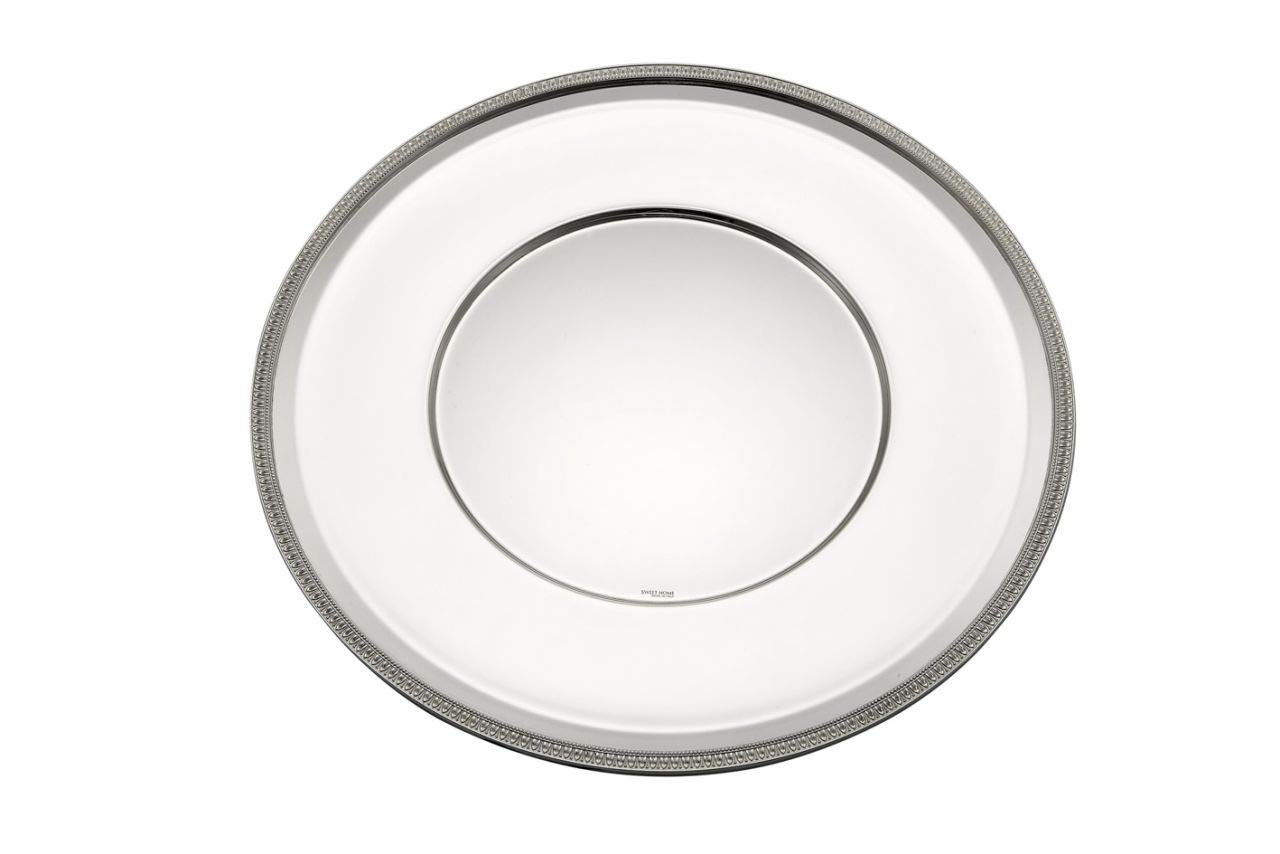 SWEET HOME Varotto & Co. Plaque Plaqué Argent Style Empire Laiton Argenté Poli Diam. 34 cm cod.SS01421SP Made in Italy