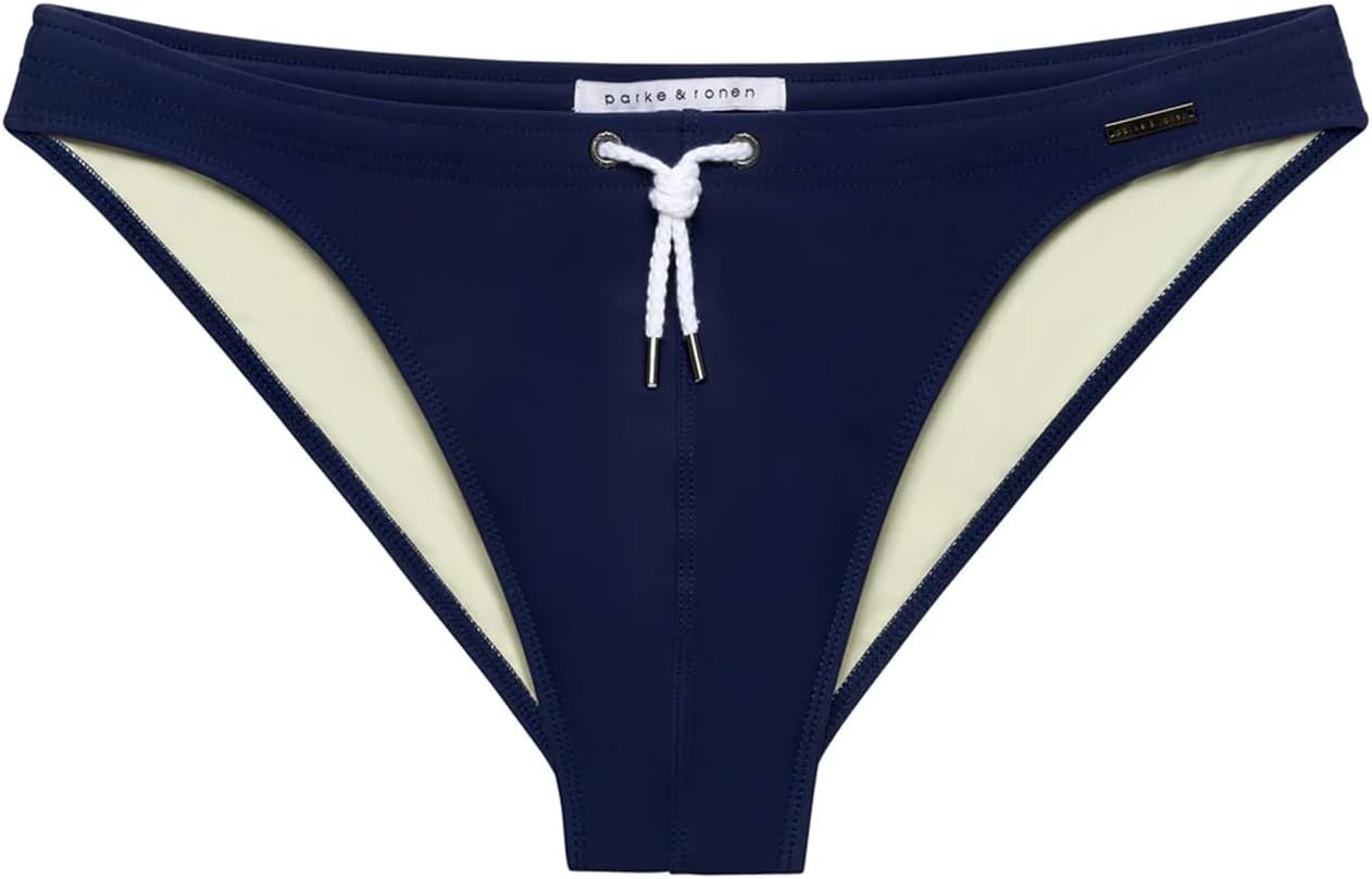 parke & ronen Men’s Solid Blade Bikini Swim Brief – High Cut Sides Low Rise Waist Designer Swimwear with Contoured Pouch