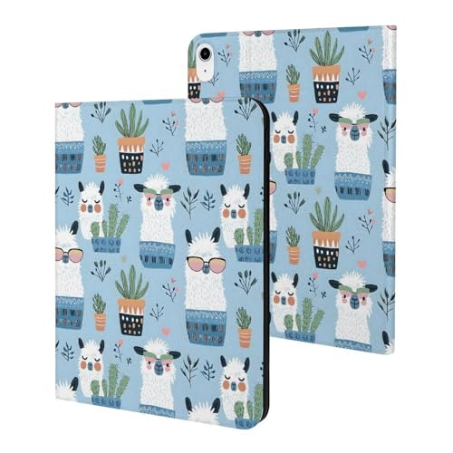 Coque iPad 10e génération avec mise en veille auto et support réglable motif alpaga