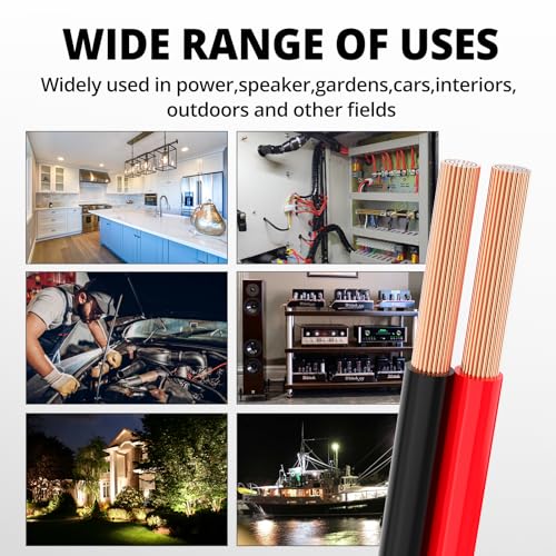 Naoevo EC2CRB-12A300FT 12 Gauge Wire 300Ft, 2 Conductors Electrical Wire Red Black Cable, Flexible/Low Voltage/Pvc 12 Awg Copper Clad Aluminum Extension Cord thumb #6