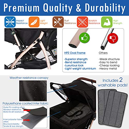 HPZ-PR America HPZ Pet Rover Premium Heavy Duty DogCat Stroller Travel Carriage CompartmentZipperless EntryPump-Free… - Image 4
