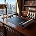 DACASSO Bonded Leather No Core Rollable Desk Mat/Pad - Luxury Leather Desk Blotter for Writing - Executive Desk Surface Protector - (Black, 36” x 17”)