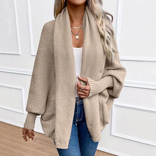 Cardigan Sweaters for Women,2025 Fall Fashion Kimono Batwing Cable Knitted Slouchy Oversized Wrap Cardigan Sweater4