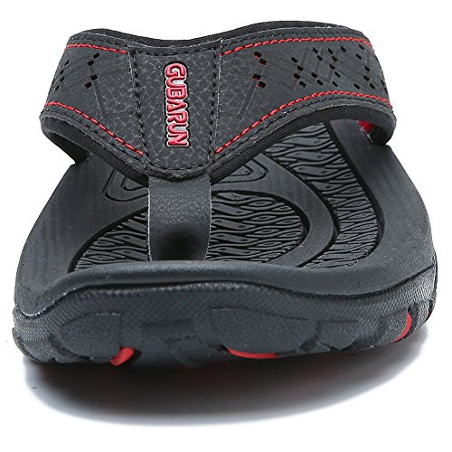 GUBARUN Mens Sport Flip Flops Comfort Casual Thong Sandals Outdoor(Black 11.5)