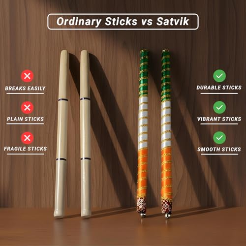 SATVIK 10 Pairs (20 Pcs) Wooden Dandiya Sticks – Handcrafted Multicolor Dance Props for Events & Cultural Performances - image 5