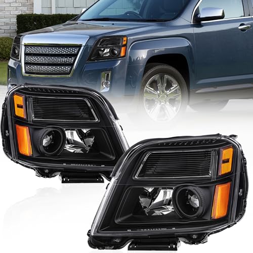 KUIPERAUTO Pair OE Style Headlights Assembly Compatible with 2010-2015 GMC Terrain with Clear Lens/Black Housing/Amber Reflector Left and Right Side #GM2502350, GM2503350 by KUIPERAUTO - Used condition - US$106.35